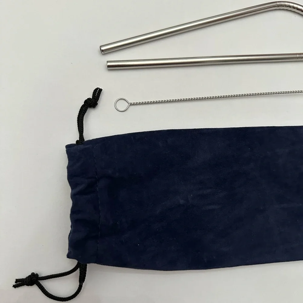 Boston Beer Co. Stainless Steel Reusable Straw Set with Cleaning Brush & Pouch